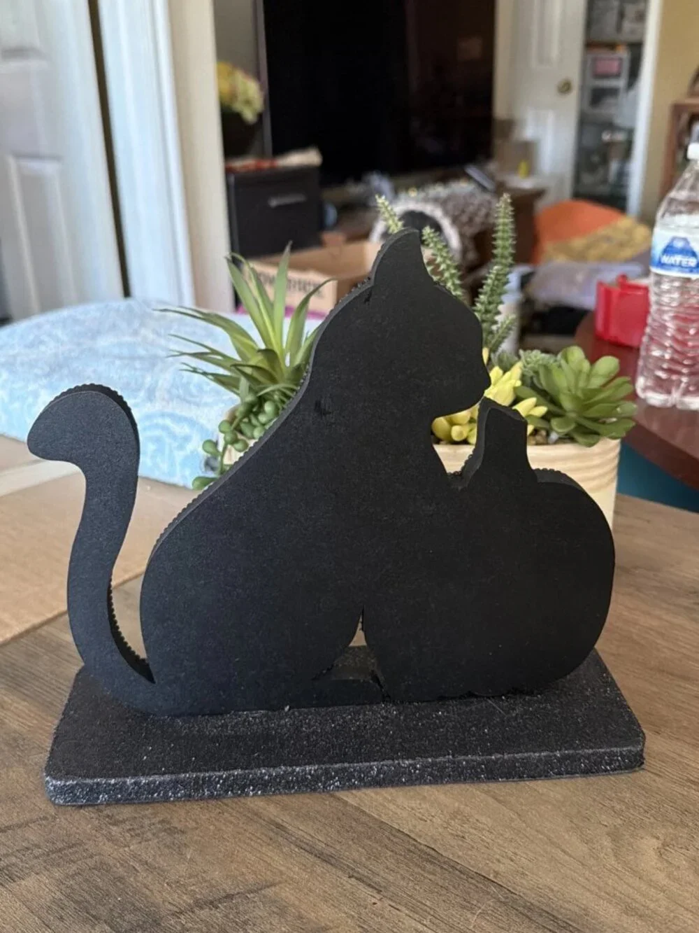 Embellished Beaded Black Cat & Pumpkin Tabletop Figurine - India